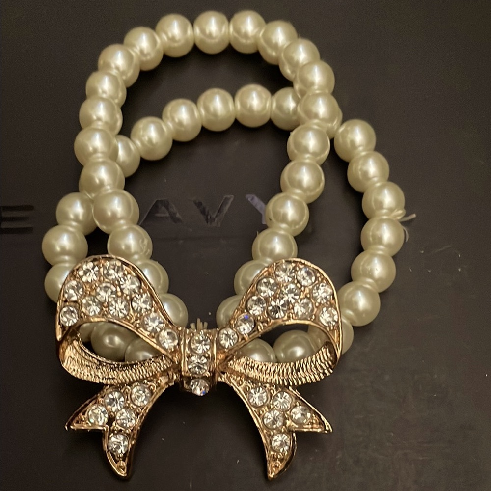 Vintage Coquette Aesthetic Multi-Strand Faux Pearl Rhinestone Studded  Gold.